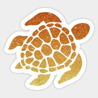 Orange Ombre Faux Glitter Turtle Sticker